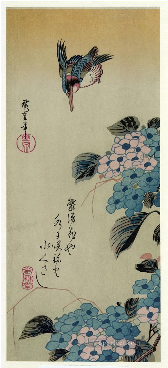 hydrangea and kingfisher Utagawa Hiroshige Ukiyoe Oil Paintings